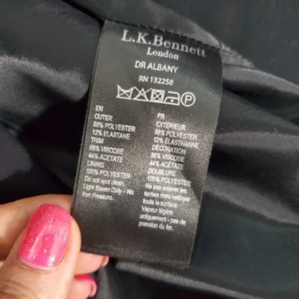 L.K. BENNETT Black Ribbon Tuxedo Dress Sz M - Picture 10 of 10